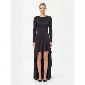 Elisabetta Franchi Asymmetric High-Low Dress – Black – IT 40 (US 4 / UK 8)